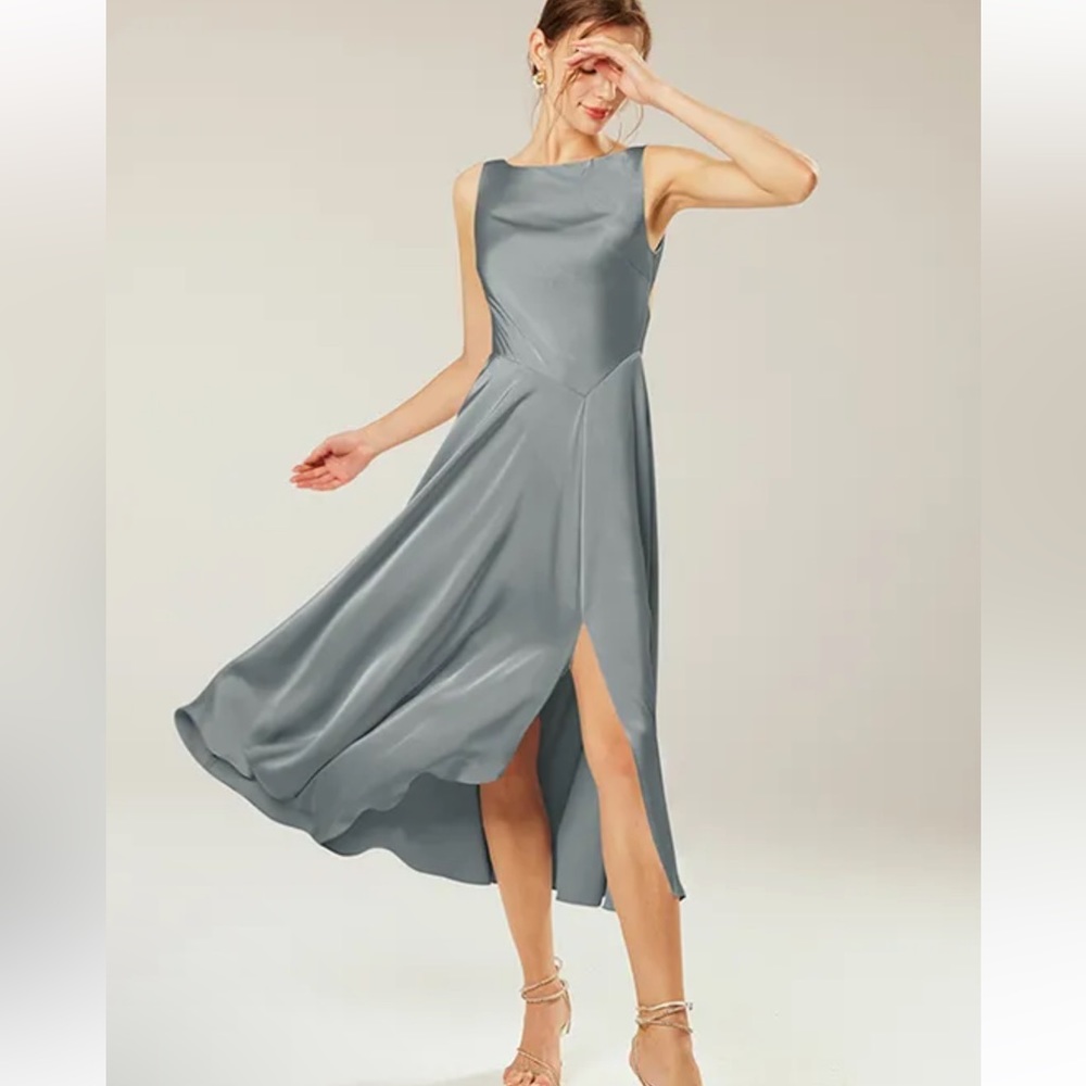 AW bridal us 8 e108-9 grey gown with open back